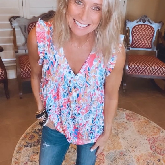 Babydoll V Neck Boho Printed Blouse